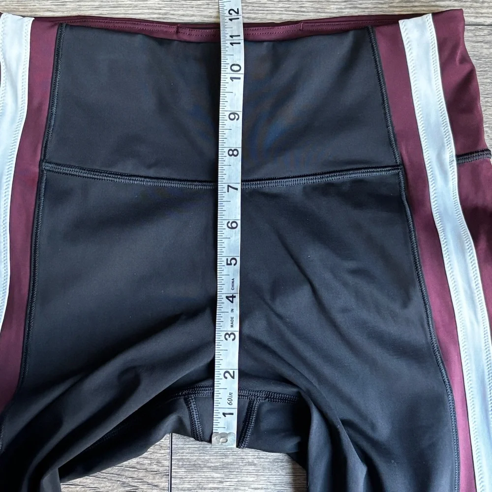 Athleta Crunch Colorblock 7/8 Length Tight Leggings Supersonic Black Burgundy S - Picture 9 of 13